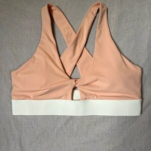 Fabletics Blush and Ivory Sports Bra